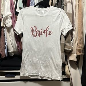 Bride tshirt with sparkly pink embroidery